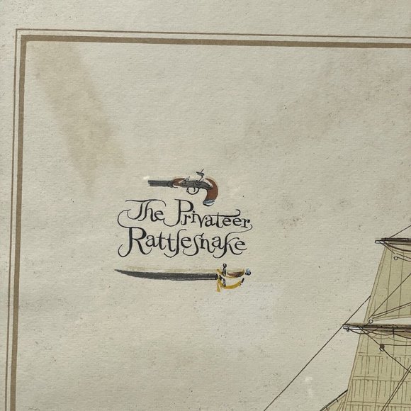 The Privateer Rattlesnake by Joseph A. Phelan - Vintage Nautical Wall Art Print - Picture 10 of 16